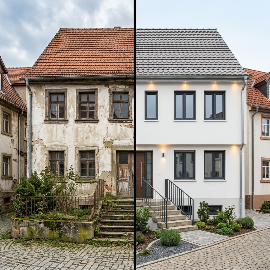 Fassaden- und Fenstersanierung — Vorher und Nachher